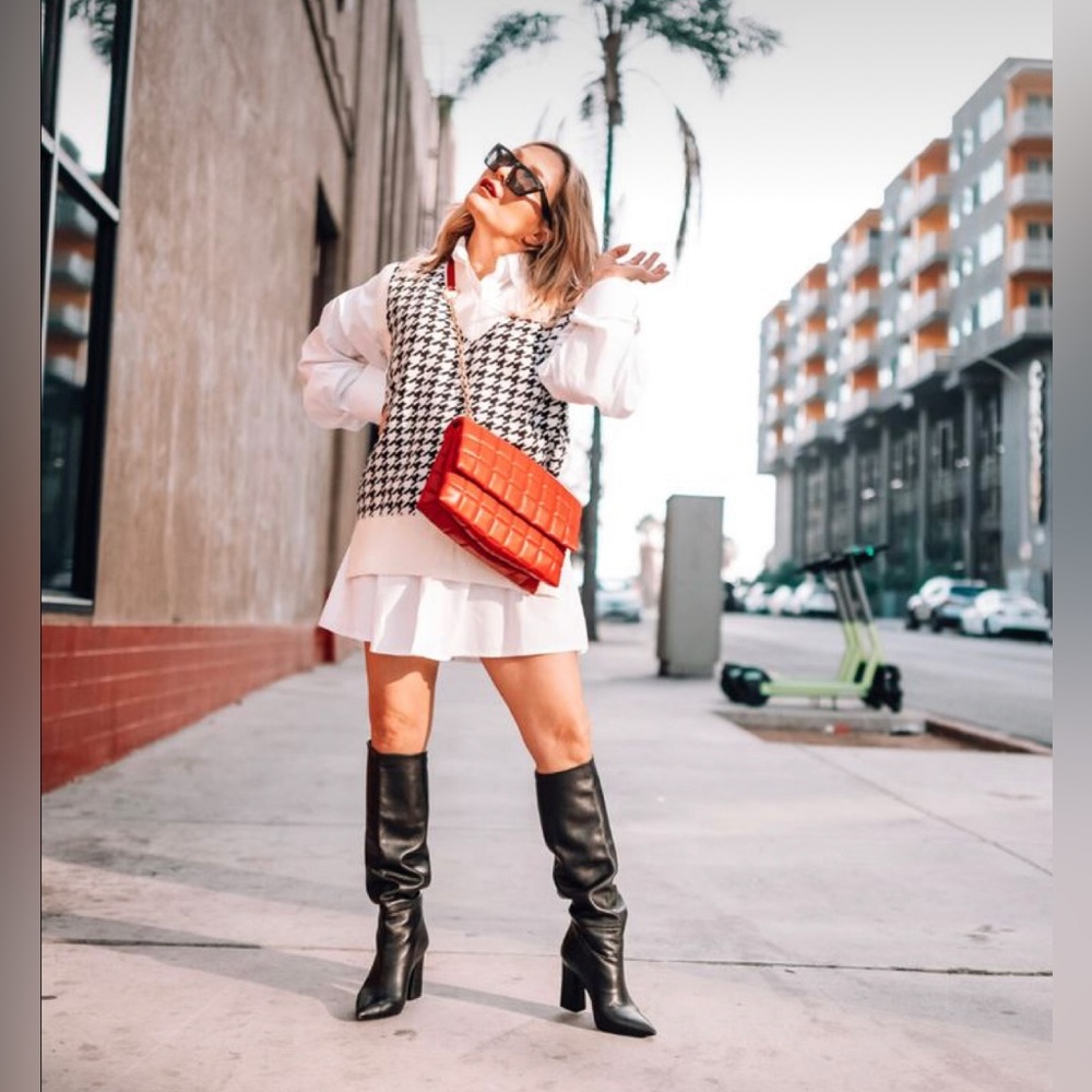 Black & White Houndstooth Sweater Vest